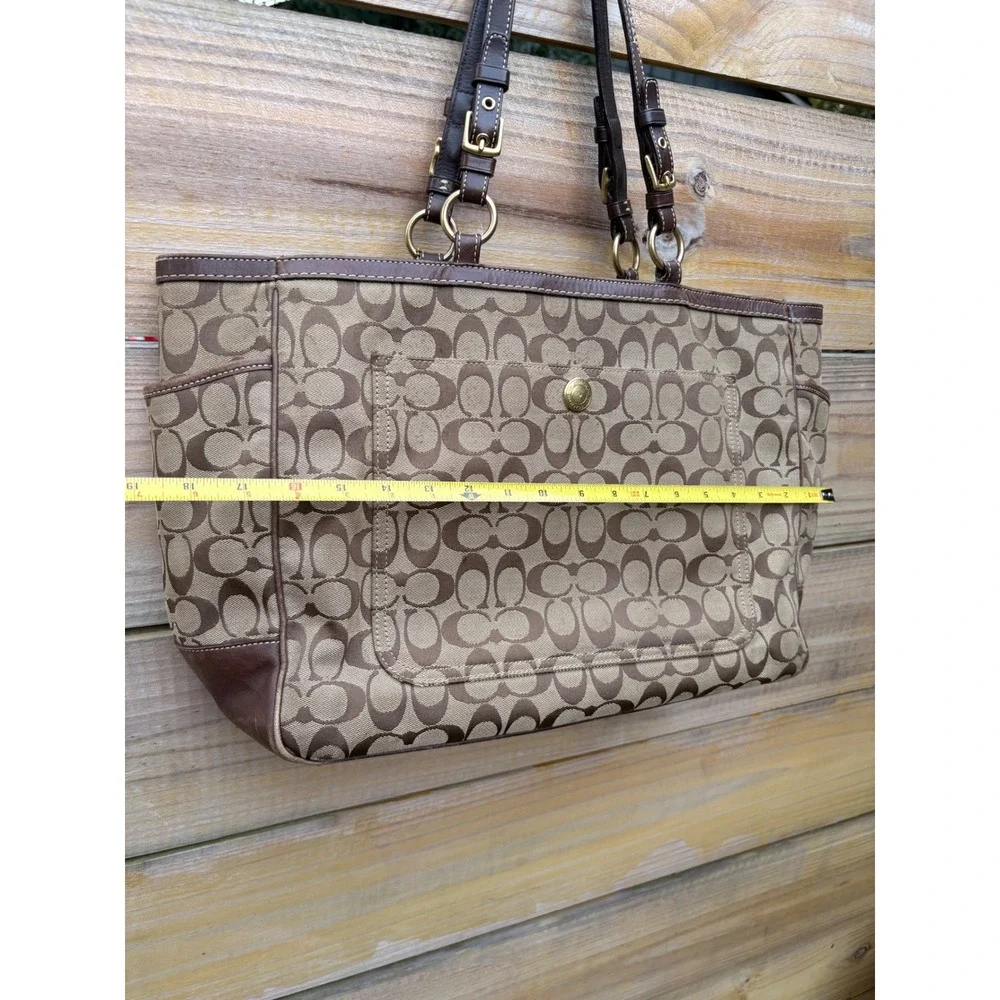 Coach Signature Jacquard Diaper Bag Tote Brown Tan Monogram 10341